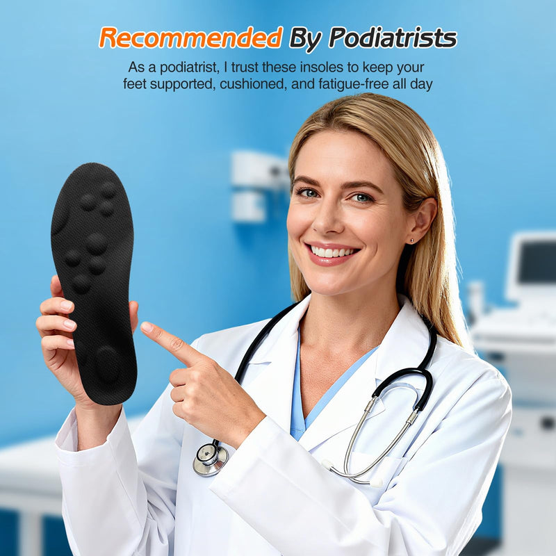[Australia] - 4D Cloud-Soft Comfort Soles for Women - Memory Foam Cushioning Steppers Insoles with Heel Shock Pad - Trim-to-Fit Arch Support Insoles for Foot Pain Relief and Fatigue Reduction (US W 6.5-9) Black US W 6.5-9 