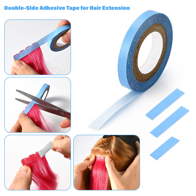 EHDIS Hair Extensions Tools Kit Tape in Hair Extensions Pliers Flat Surface Hair Sealing Pliers with Double-Sided Hair Extension Replacement Tape Lace Front Wig Adhesive Tape Roll Tape Scraper Tool 1/3" x 3 yds with Black Plier