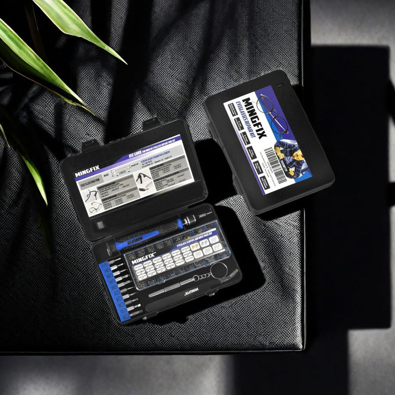 [Australia] - Eyeglass Sunglass Repair Kit,MINGFIX Magnetic Eye Glasses Repairing Tool Kit with Assorted Screws,Nose Pads,Small Screwdriver Bit Set & Tweezer with Mini Travel Case for Glasses,Sunglasses and Others 