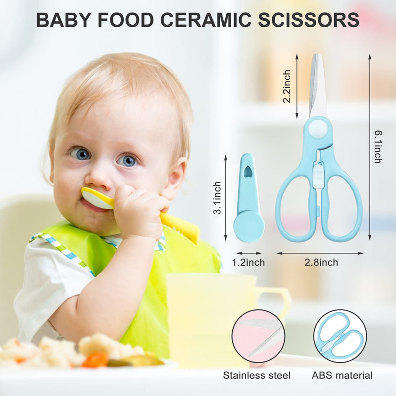 ATB Portable Baby Food Scissors Toddler Feeding Shears with Safety Lock, Food Grade Stainless Steel Material Food Supplement Scissors Suitable for Chicken Poultry Fish Meat Herbs noodles (Pink) Pink