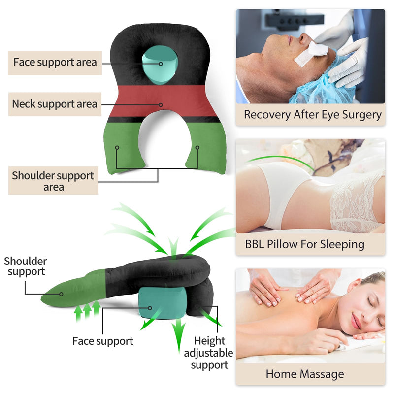 [Australia] - Face Down Pillow for Sleeping, Face Down After Eye Surger, BBL After Surger, Stomach Sleeping/Prone Pillow, Retinal Vitrectomy Recovery Equipment, Home Massage Pillow, Black 