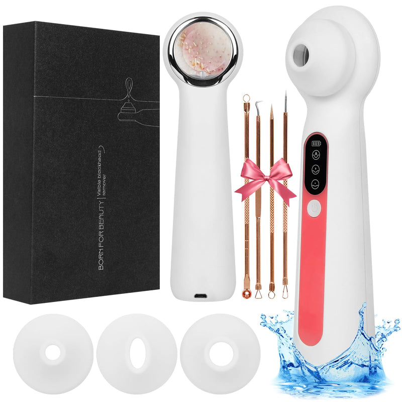 Visual Blackhead Remover Vacuum,3 Adjustment Modes & 3 Silicone Nozzle Blackhead Extractor, Pore Cleaner LED Magnifier, Professional Black Head Extractions Tool, No APP Connection Required.