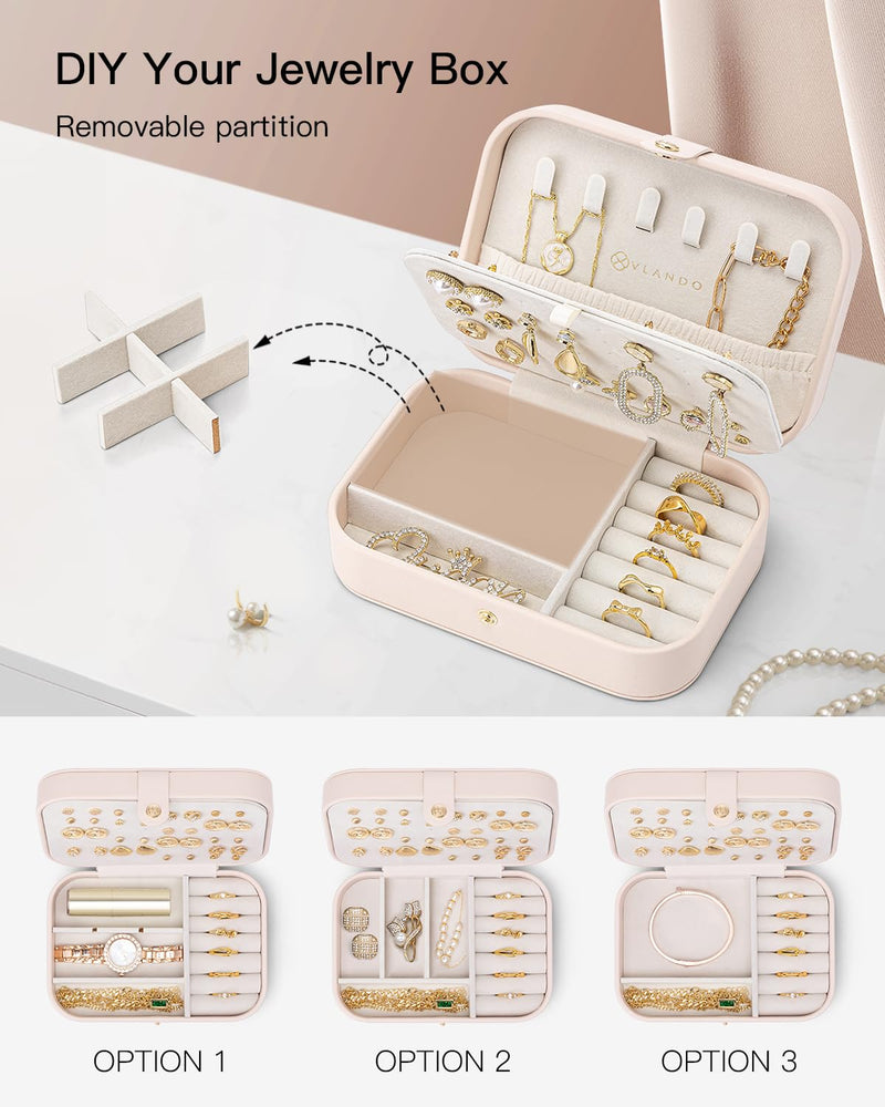 VLANDO Travel Jewelry Case & Travel Makeup Bag