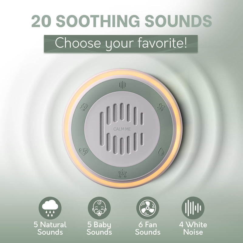 [Australia] - wall plug in white noise sound machine baby sound machine for sleep | 20 Soothing sounds baby white noise machines for sleeping | pink noise brown noise green noise sound machine for sleeping 1 Count (Pack of 1) White Round 