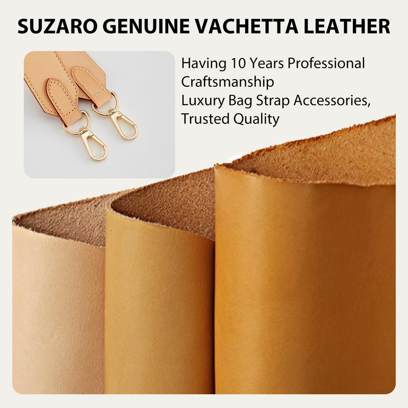 Vachetta Leather Purse Strap for Lv Neverfull Graceful Noe, Apricot | 25.6 Inch Fixed Length Replacement Straps, Wide Shoulder Strap, With Spring Rings, 1.5'' Width, Easy Install, Genuine Cowhide 1.5'' Width/25.6'' Long