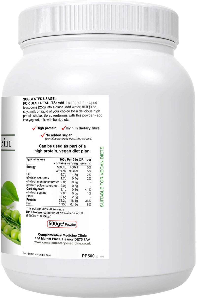BodyFuel Hypoallergenic Pea Protein Isolate Powder – Non-Bloating Plant Protein with Phytonutrients, Green Tea, Chicory, Dandelion & Acai – Vegan, 500g