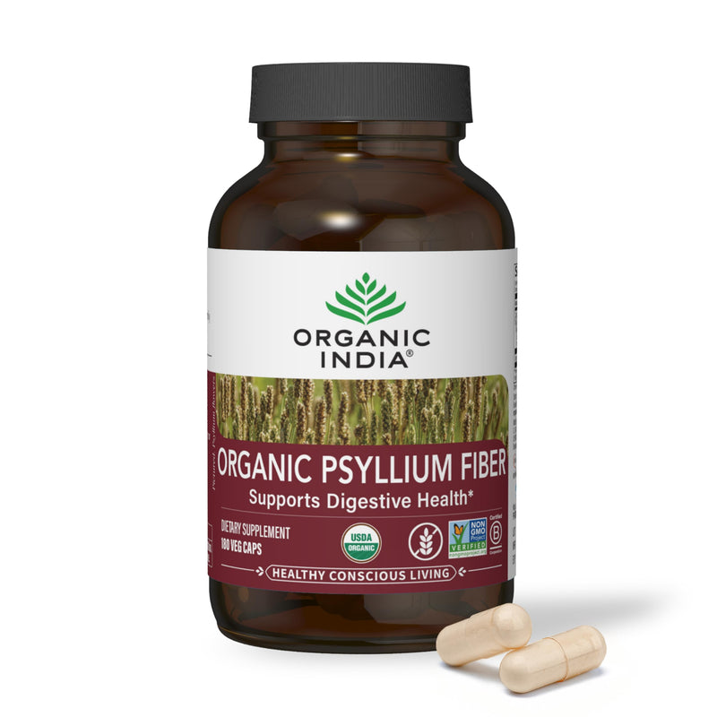 [Australia] - ORGANIC INDIA Psyllium Herbal Powder - Whole Husk Fiber, Healthy Elimination, Keto Friendly, Vegan, Gluten-Free, USDA Certified Organic, Non-GMO, Soluble & Insoluble Fiber Source - 180 Capsules 180 Count (Pack of 1) 