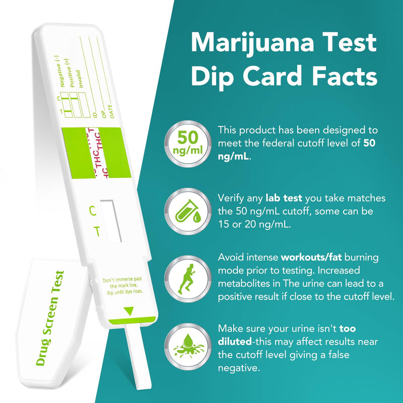 [Australia] - Easy@Home Marijuana Test Dip Card: Drug THC Urine Strips Kit for At Home Detox 50ng/mL Cutoff Level Over The Counter Use- Instant Testing Result in 5 Minutes - # EDTH-115 Pack of 5 5 Count (Pack of 1) 