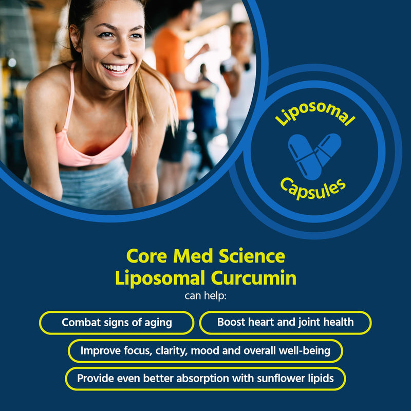 [Australia] - Core Med Science Liposomal Curcumin Capsules, 500mg - Pure Turmeric Extract Supplement - High Absorption Joint & Heart Health Support for Adults - Promotes Cognitive & Brain Health, Non-GMO (60 Count) 