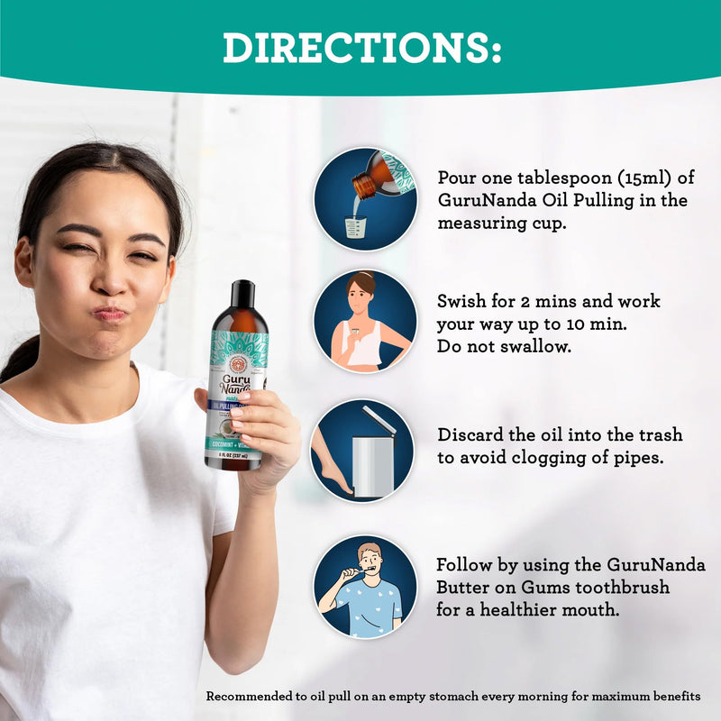 GuruNanda Ultimate Natural Teeth Brightening Bundle - Coconut & Peppermint Oil Pulling (2 Pack) & CocoMint Oil Pulling for a Naturally Bright Smile & Happy Gums