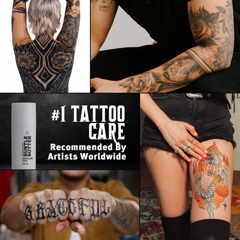 [Australia] - Hustle Butter Tattoo Aftercare - Portable Balm Stick - On The Go Tattoo Aftercare - Naturally Derived Vegan Cruelty Free - Mess Free - 1.6 oz 