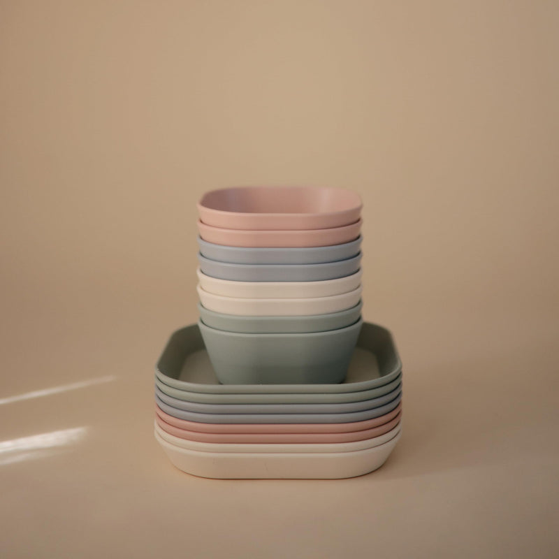 [Australia] - mushie Square Dinnerware Plates for Kids | Made in Denmark, Set of 2 (Cloud) (Cloud) Square Plate 