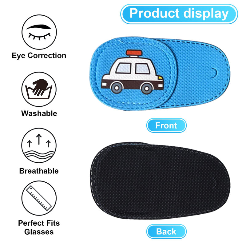 Eye Patches for Kids Girls Boys,6 Pcs Styles Eye Patch for Glasses Kids Reusable Eye Patch for Treating Lazy Eye Amblyopia Strabismus (Left Eye, Blue Transportation) Blue Left