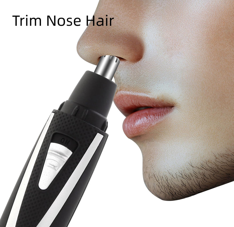 Ear and Nose Hair Trimmer Clippers: 2025 Professional Painless Eyebrow & Facial Hair Trimmers Remover for Men Women, Battery Operated Nasal Clipper, Dual Edge Waterproof Blades for Easy Clean, Black