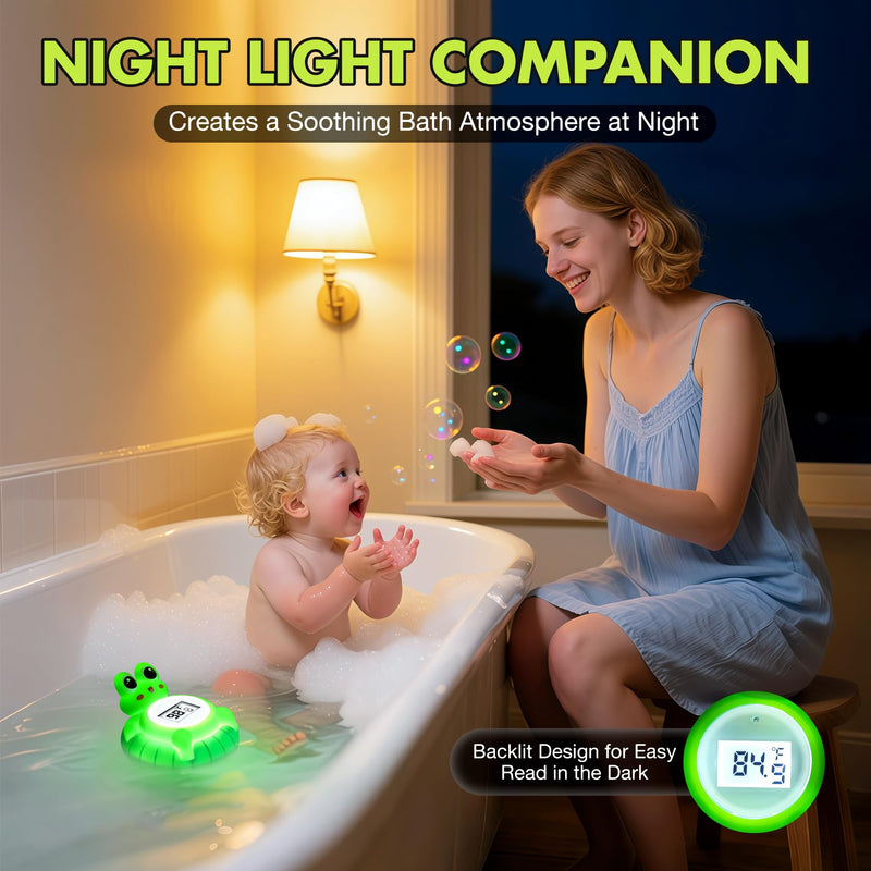 [Australia] - Baby Bath Thermometer - CPC Certified | IP68 Waterproof, BPA-Free for Newborn Safety | Floating Design, Temp Alarm & Backlit Display | Baby Bathtub Temperature Toy 