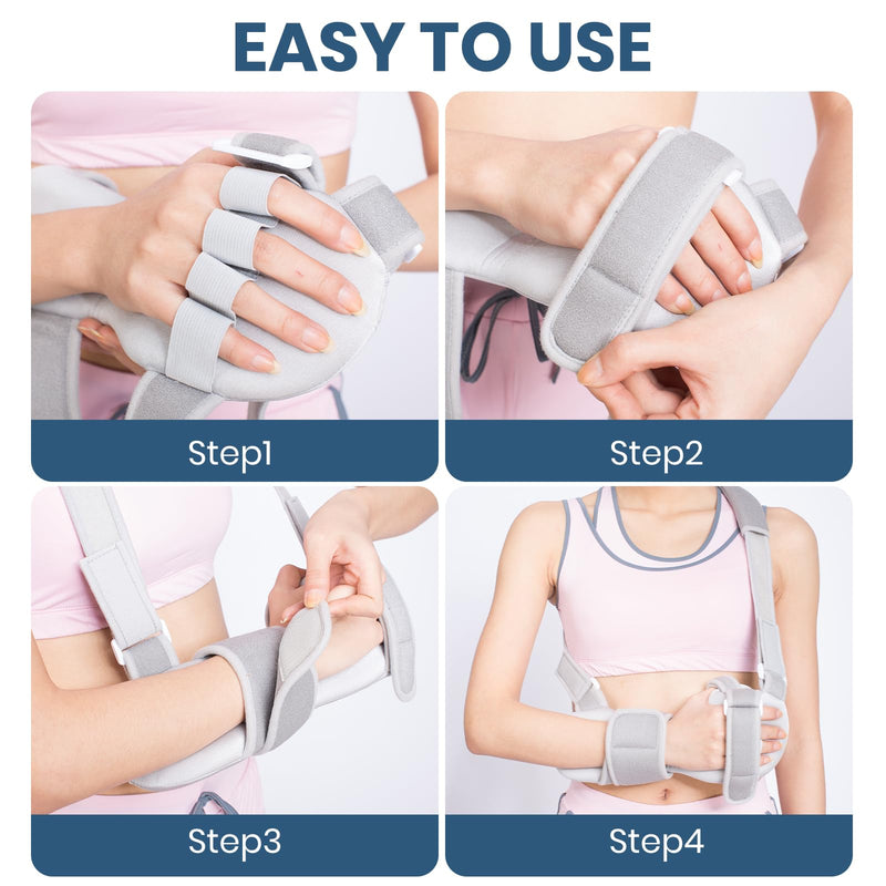 [Australia] - Resting Hand Splint Stroke Hand Brace with Finger Separators, Night Immobilizer Wrist Finger Brace with Sling for Carpal Tunnel & Stroke Recovery (S-Left) S-Left 