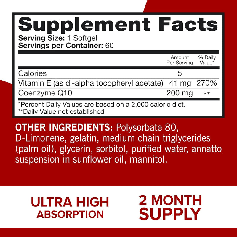Qunol Ultra CoQ10 200mg, Ultra-High Absorption, Antioxidant, 60 Softgels | #1 Cardiologist Recommended Supplement for Heart Health, Coenzyme Q10 Supplement to support Vascular Health & Cellular Energy Unflavored 60 Count (Pack of 1)