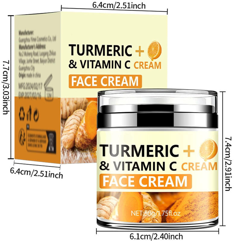 Turmeric Firming Face Cream,Hydrating Anti-wrinkle Tighten Lift Face Cream for Smooths Wrinkles, Tightening and Lift Skin, Fine lines, Loose & Sagging Skin for Dry, Sensitive & Dull 1.76 oz