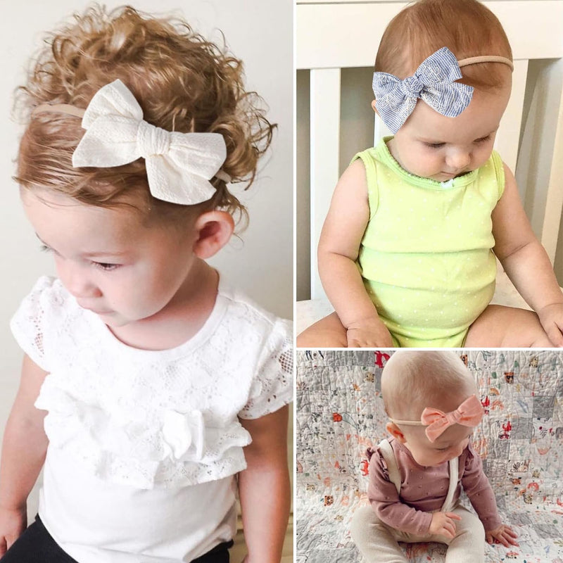 Baby Girl Headbands and Bows, Newborn Infant Toddler Nylon Hairbands Hair Accessories Honey