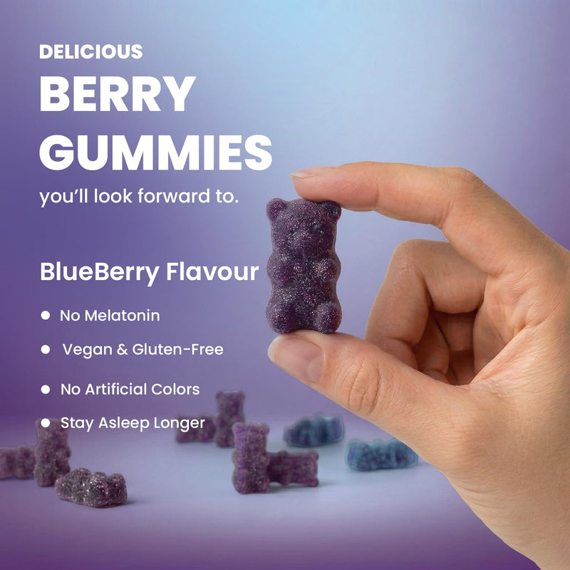 Vitammies Magnesium Glycinate Snooze Gummies - Magnesium Vegan Sleep Gummies with Lemon Balm & Chamomile - Magnesium Supplements Sugar Free Chewables - Blackcurrant Raspberry - 60 Count