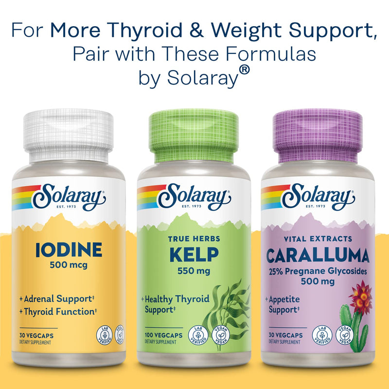 [Australia] - SOLARAY Bladderwrack Seaweed 580 mg Healthy Thyroid Balance, Supports Non-GMO & Vegan 100 VegCaps 100 Count (Pack of 1) 