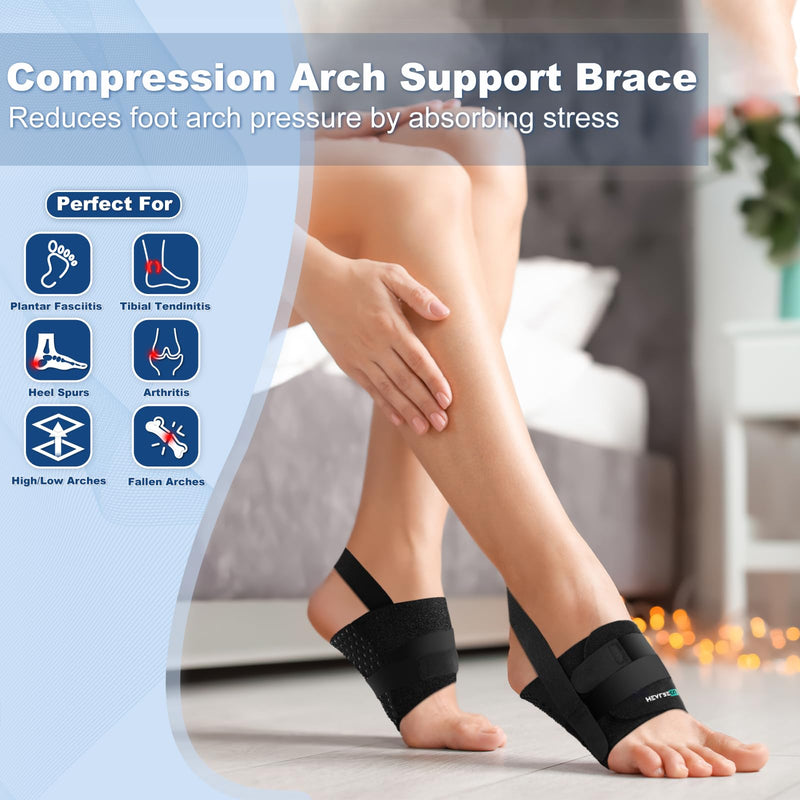 [Australia] - Healrecux Arch Bandages for Plantar Fasciitis, Arch Support Adjustable Women Men, Arch Support, Flat Foot Bandage Flat Feet, Arch Pain Pain Relief Black/Green Adjustable Size 