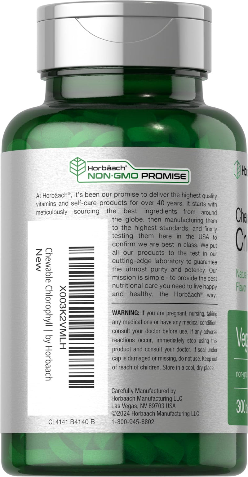 [Australia] - Horb√§ach Chlorophyll Pills | 300 Chewable Tablets | Natural Peppermint Flavor | Vegan, Non-GMO & Gluten Free Supplement 