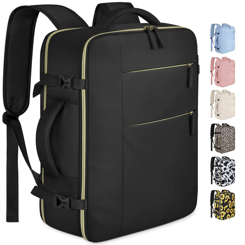 29L Expandable Travel bag with Toiletry Bag(20 inch)+Matching 25L Black Travel Backpack (17 inch)