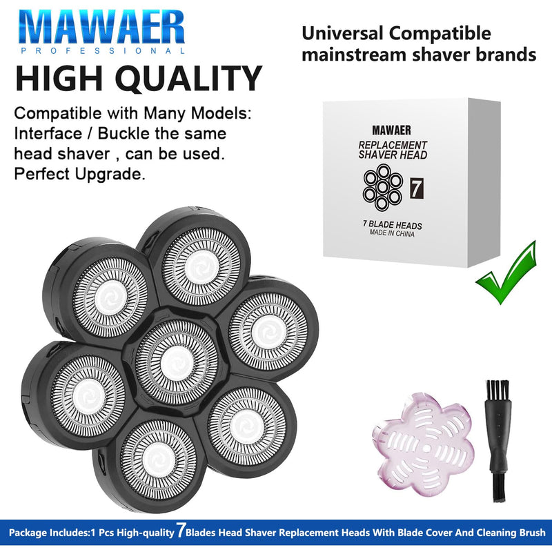 Universal Upgrade 7 Blades Head Shaver Replacement Heads Compatible with Freedom Gold shaver and some brands. 7D Electric Shaver Replacement Heads Waterproof Easy to Clean With Cleaning Brush 7d Black