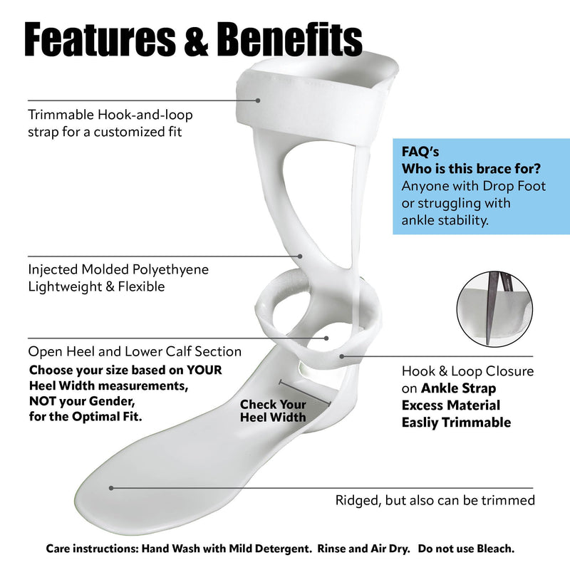 BraceOn AFO Swedish Drop Foot Stabilizer for Walking and Exercise, Drop Foot Braces for Men, AFO Brace & Foot Drop Braces, Foot Boot for Injured Foot, Men, Left Men Left