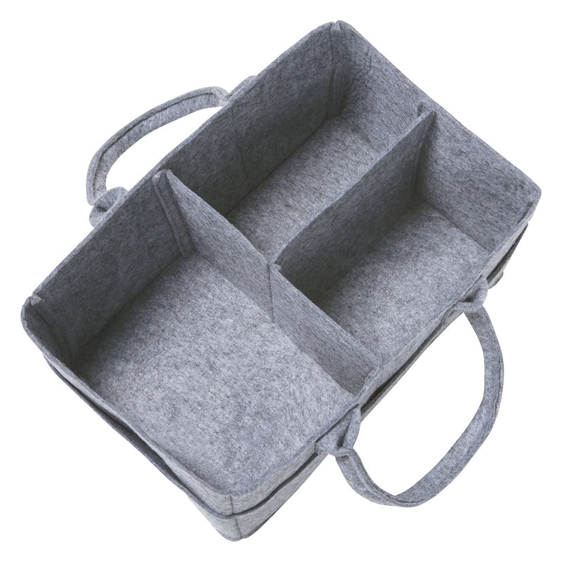 [Australia] - Sammy & Lou Collapsible Light Gray Felt Storage Caddy, Divided Design To Keep Diapers, Wipes And Changing Items Organized, Two Handles, 12 in x 6 in x 8 in 