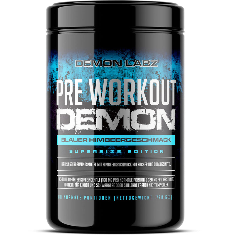 [Australia] - Pre Workout Demon - BLUE RASPBERRY FLAVOR - Pre Workout Booster with Creatine, Beta Alanine, Taurine & Caffeine - Training Booster - Climate Neutral & Made in Germany (720g) Blue Raspberry Flavor 80 Servings (Pack of 1) 