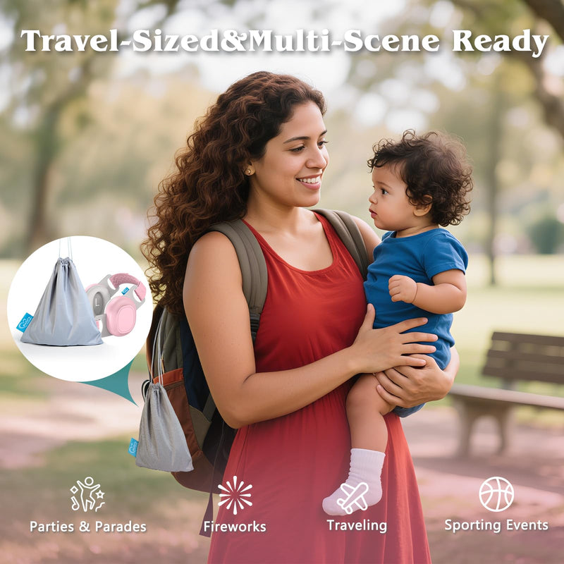 [Australia] - Bella's Friends Baby Ear Protection for Infants & Toddlers(3–48 Months) - Lightweight 24dB Noise Cancelling Headphones - Safe fit & Comfort Earmuffs - Improve Sleep - Baby Travel Essential, Pink 
