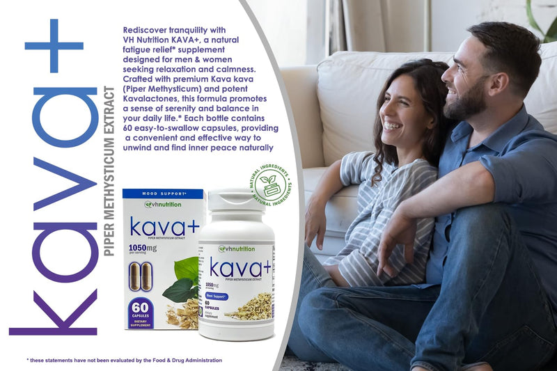 [Australia] - VH Nutrition KAVA+ | Kava kava Capsules | 1050mg Piper Methysticum + Kavalactones | Mood Support* Supplement | 60 Capsules 