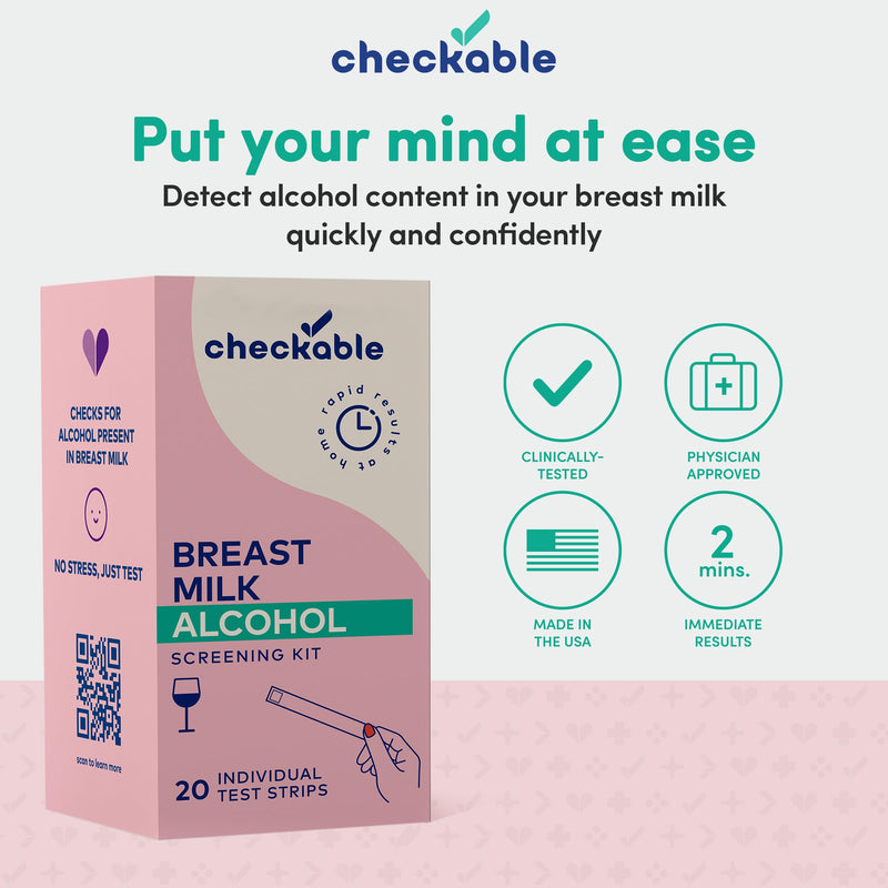 [Australia] - Checkable Alcohol Test Strips for Breast Milk for Safe and Confident Feeding, 2 Mins Home Breastmilk Testing Strips for Alcohol Detection - 20 Strips 
