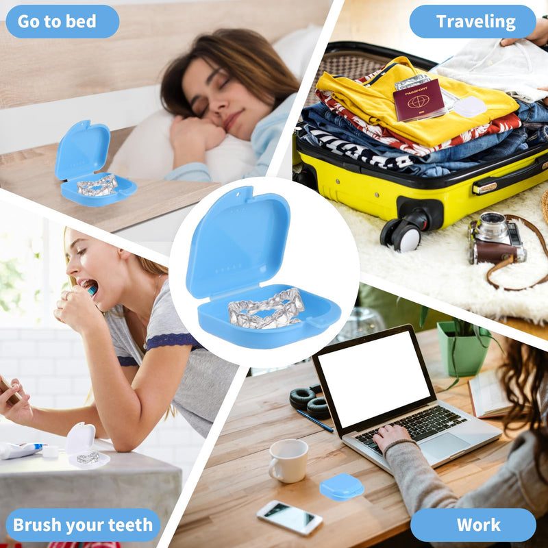 [Australia] - Pack of 2 braces box, denture box, braces box, denture box, tooth splint box, grinder splint box, for braces, sports dental equipment, dentures (blue, white) blue, white 