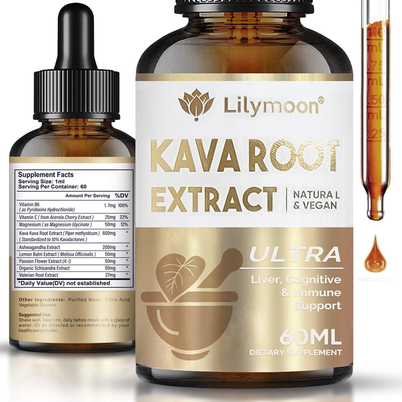 [Australia] - Kava Kava Root Extract Supplement, Natural Kava Root Drops Support Cognitive Function & Immune System, Vegan, Non-GMO & Additives Free (60 ml) 2 Fl Oz (Pack of 1) 