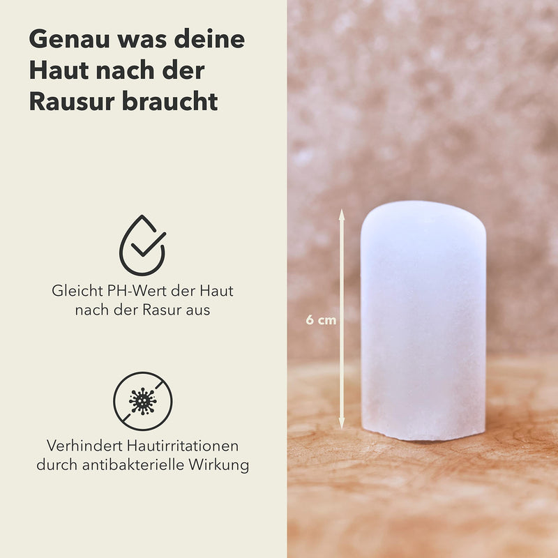 [Australia] - Störtebekker® Premium Alum Stone incl. shaving and beard guide e-book - aftershave styptic - soothes the skin after shaving with a safety razor/razor - antiseptic - Potassium Alum Block 