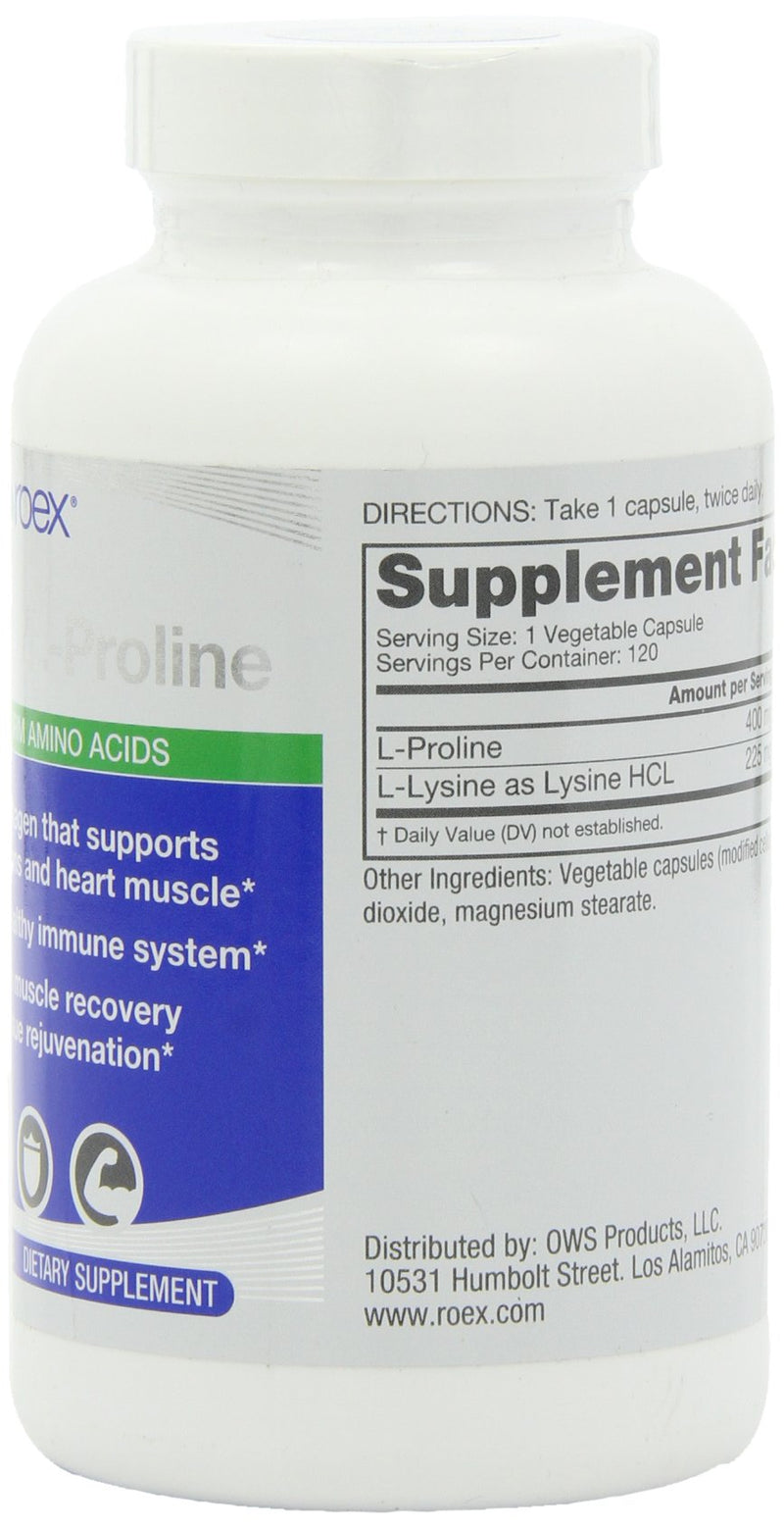[Australia] - Roex Vitamins | L-Lysine | L-Proline | Muscle Maintenance and Recovery | Healthy Joints | Nutritional-Supplement | 120 Count 