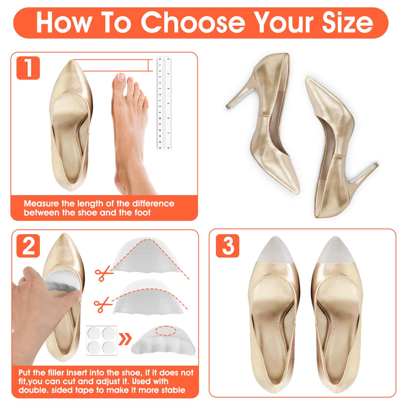 [Australia] - Shoe filler inserts, 3 pairs of toe filler inserts for shoes that are too large, insoles, adjustable shoe pads, toe cushions, shoe size reducer for women and men, high heels, suit shoes, casual flats, grey 
