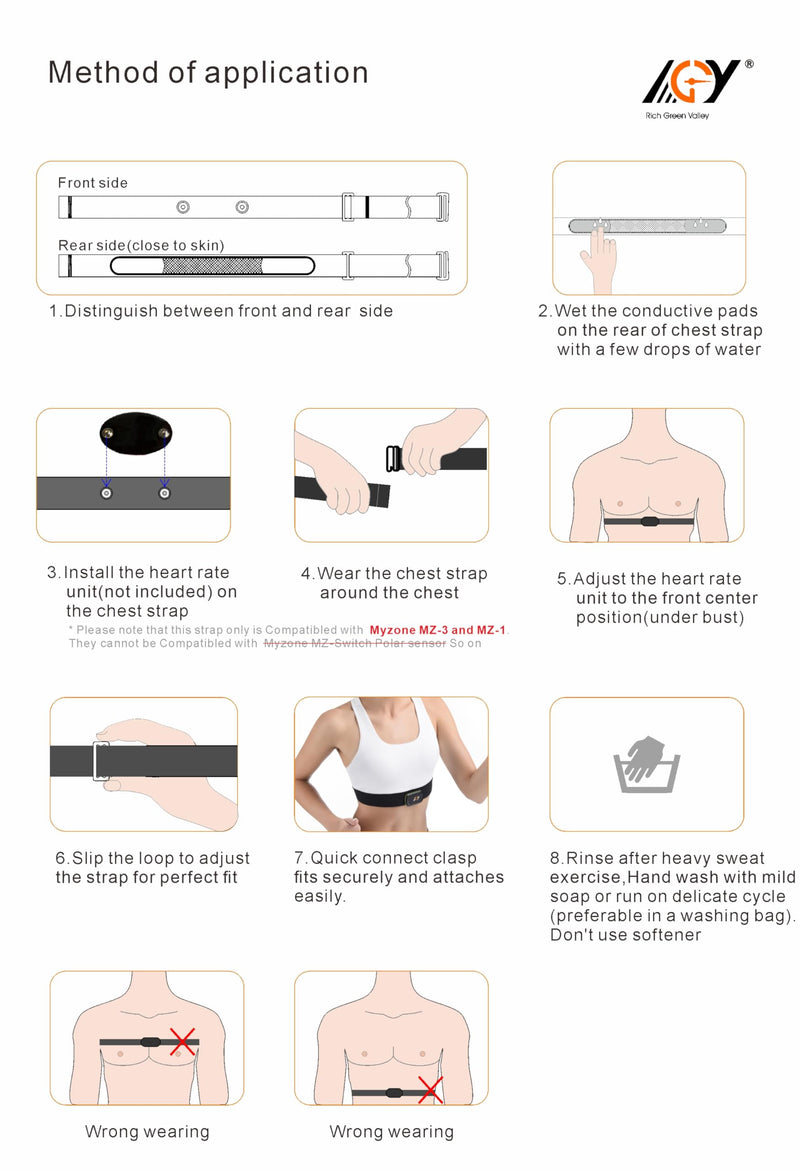 [Australia] - Heart Rate Monitor Chest Strap Compatible with MYZONE MZ-3 Replacement Strap Red Large 