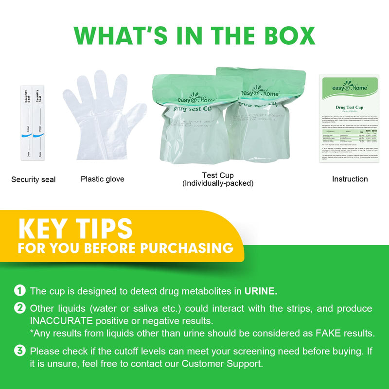 [Australia] - 5 Pack Easy@Home Drug Test Cup for 5 popular drug tests Marijuana (THC),Amphetamine (AMP),Cocaine (COC), Methamphetamine (MET), Opiate (OPI 2000) - #ECDOA-254 5 Count (Pack of 1) 