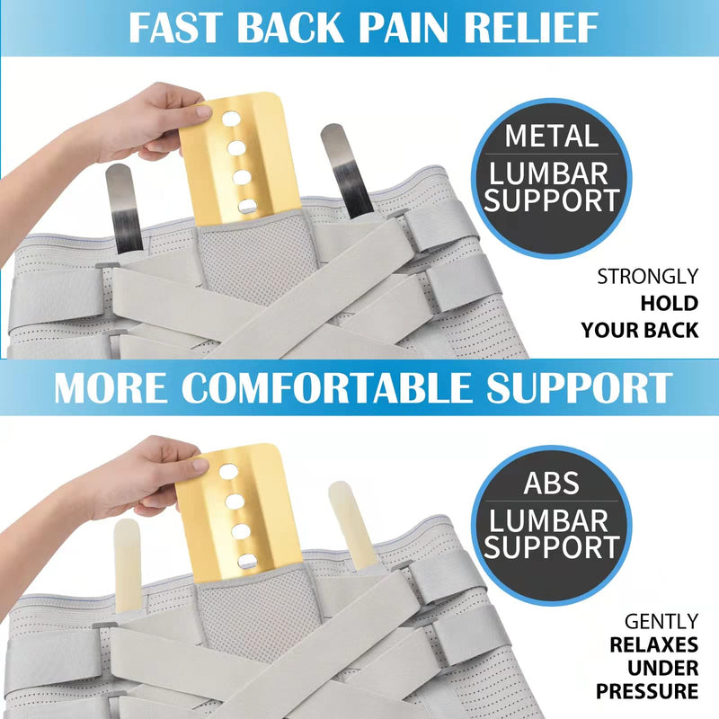 [Australia] - Back Brace for Lower Back Pain Relief - Back Support Belt for Women & Men for Herniated Disc, Sciatica. Removable Stays for Lower Back Support with 2 Different Hardness Sets (Grey, Medium) Grey 