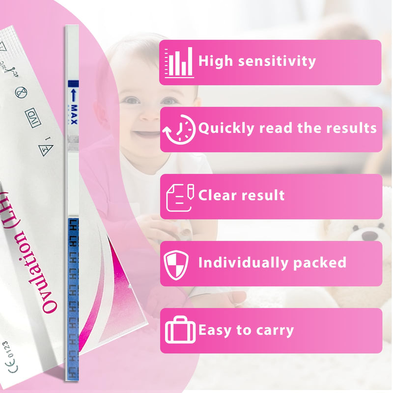 [Australia] - Pack of 50 ovulation test strips, ovaluation tests, ovulation test, sensitive ovulation tests, 25 miu/ml optimal sensitivity, fertility test for women, quick and accurate results 
