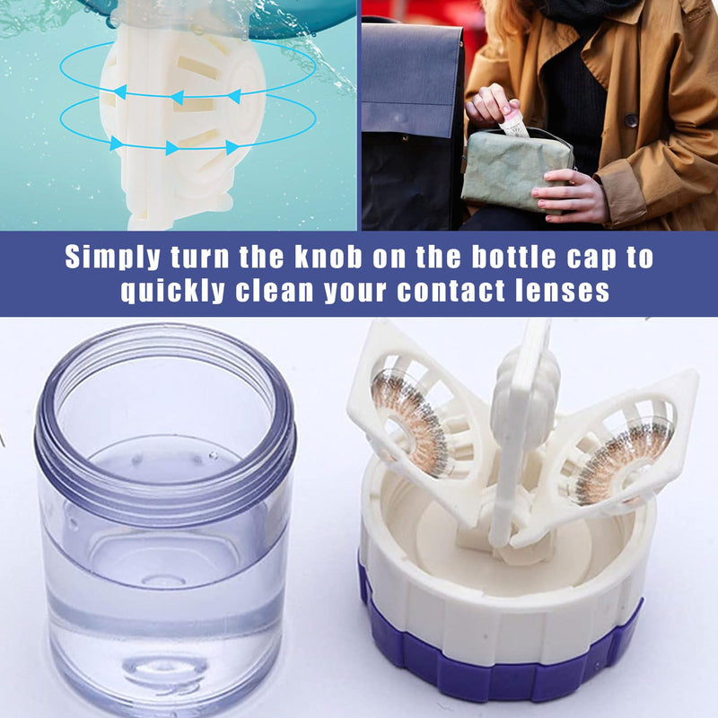[Australia] - Pack of 4 contact lens containers, contact lens storage, manual contact lens cleaner, contact lens container washing system, for daily use at home travel 