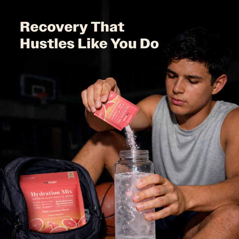TruHeight Hydration Packets (Pink Lemonade) Kids, Teens & Adults Fast Hydration, Energy & Recovery - Dehydration Relief Electrolytes Powder Packets for Athletes - Sugar Free, Zero Calorie, Non-GMO