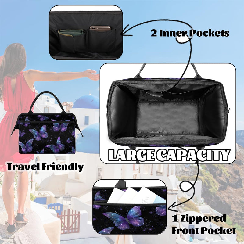 Travel Duffel Bag for Girls Women, Beautiful Butterfly Ladies Weekend Overnight Bag Gym Sports Bags Flight Approved Lightweight Carry On Tote Bags for Traveling Yoga Camping Hospital,A-02 B-02