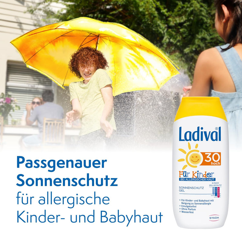 [Australia] - Ladival children's sun protection gel for allergic skin SPF 30 - suitable for sun allergies - perfume-free sun cream, without dyes and preservatives - waterproof - 1 x 200 ml 