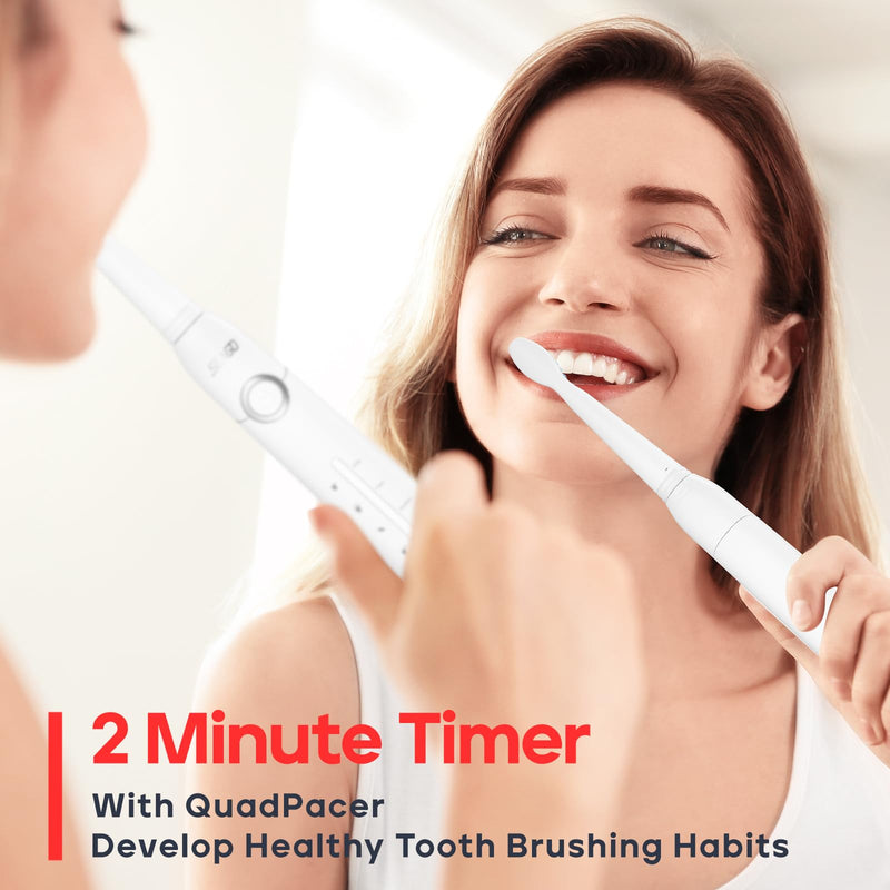 SEAGO Electric Toothbrush, Rechargeable Toothbrush for Adults Sensitive Teeth, 8 Brush Heads, 5 Modes with Teeth Whitening, Endurance 30 Days, Kids Electric Toothbrushes 6-12, SG-958(White) White