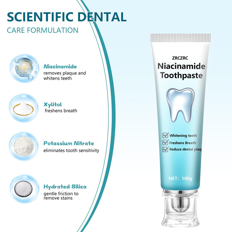 [Australia] - Niacinamide Whitening Toothpaste, Niacinamide Toothpaste, Intense Teeth whitening, Gently Repairs Sensitive Teeth, Protect Tooth Enamel, Fresh Breath, Fluoride-Free(3.5 Ounce (Pack of 1)) 